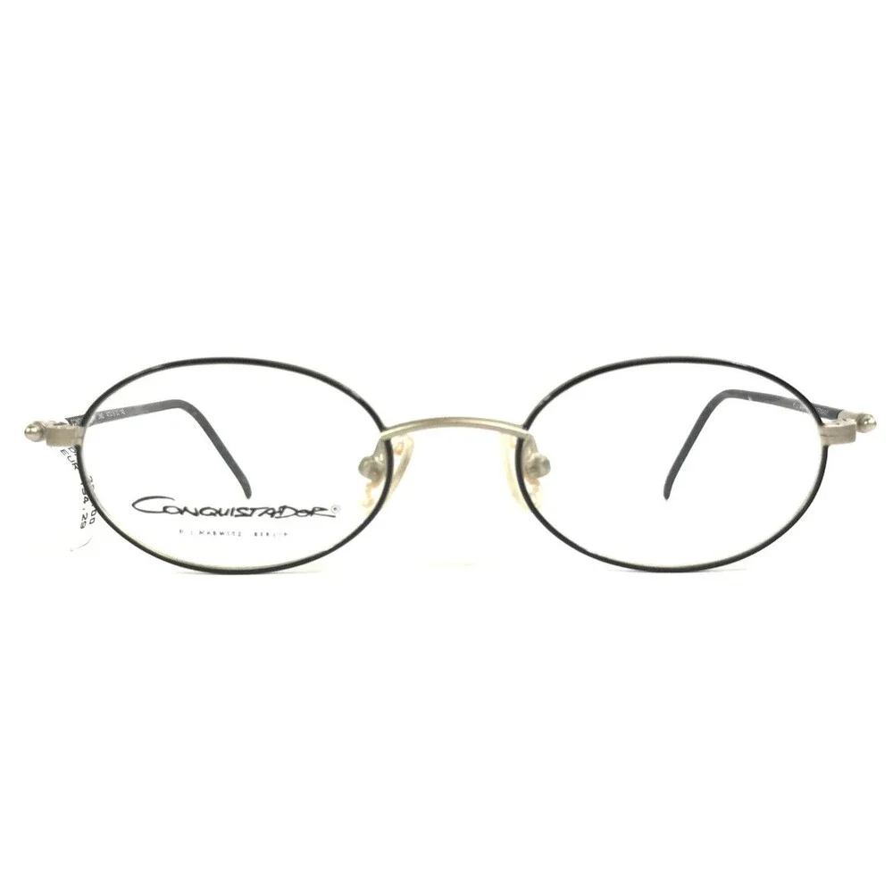 Vintage Conquistador Eyeglasses Frames JM3 02 Black Matte Silver Oval 47-19-142